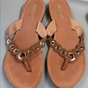 Report Women's Brown Sandals with Silver Accents